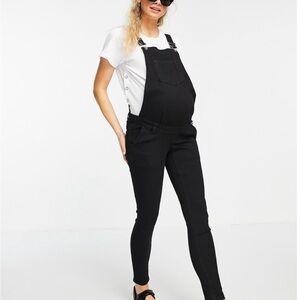 Missguided Black Maternity Jean Overalls